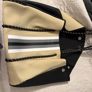 Stylish Beige and Black Tote Bag